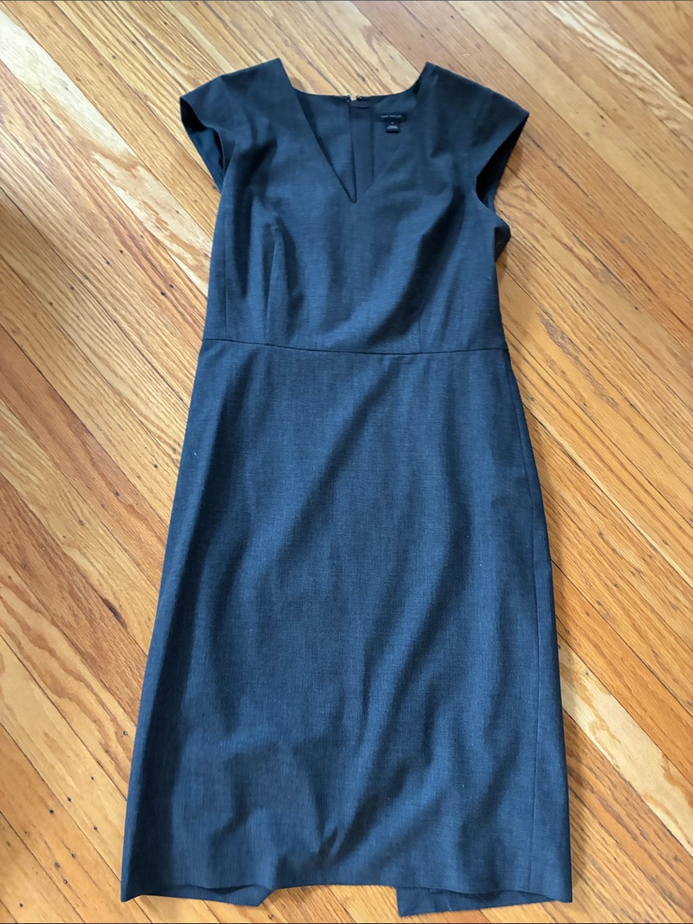 Ann Taylor Charcoal Sheath Dress with Cap Sleeves